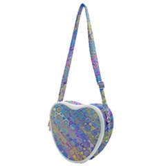 Boho Retro Wildflower Print Heart Shoulder Bag by SpinnyChairDesigns