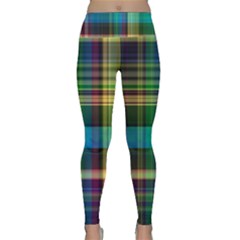 Colorful Madras Plaid Lightweight Velour Classic Yoga Leggings by SpinnyChairDesigns