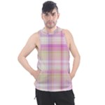 Pink Madras Plaid Men s Sleeveless Hoodie