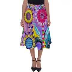 Double Sunflower Abstract Perfect Length Midi Skirt by okhismakingart