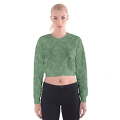 Asparagus Green Butterfly Print Cropped Sweatshirt by SpinnyChairDesigns