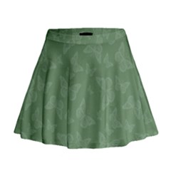 Asparagus Green Butterfly Print Mini Flare Skirt by SpinnyChairDesigns