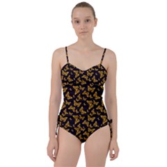 Black Gold Butterfly Print Sweetheart Tankini Set by SpinnyChairDesigns