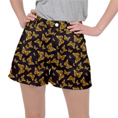 Black Gold Butterfly Print Ripstop Shorts