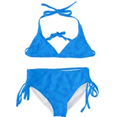 Cornflower Blue Butterfly Print Kids  Classic Bikini Set by SpinnyChairDesigns