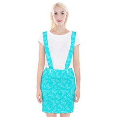 Aqua Blue Butterfly Print Braces Suspender Skirt by SpinnyChairDesigns