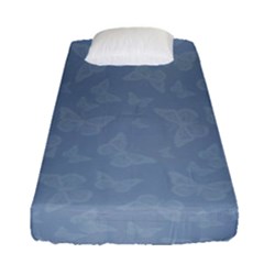 Faded Blue Butterfly Print Fitted Sheet (single Size) by SpinnyChairDesigns