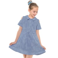 Faded Blue Butterfly Print Kids  Short Sleeve Shirt Dress by SpinnyChairDesigns