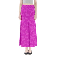 Fuchsia Butterfly Print  Full Length Maxi Skirt by SpinnyChairDesigns