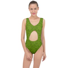 Avocado Green Butterfly Print Center Cut Out Swimsuit by SpinnyChairDesigns