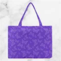 Violet Purple Butterfly Print Medium Tote Bag