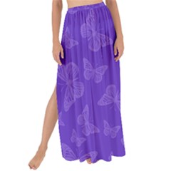 Violet Purple Butterfly Print Maxi Chiffon Tie-up Sarong by SpinnyChairDesigns