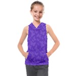 Violet Purple Butterfly Print Kids  Sleeveless Hoodie