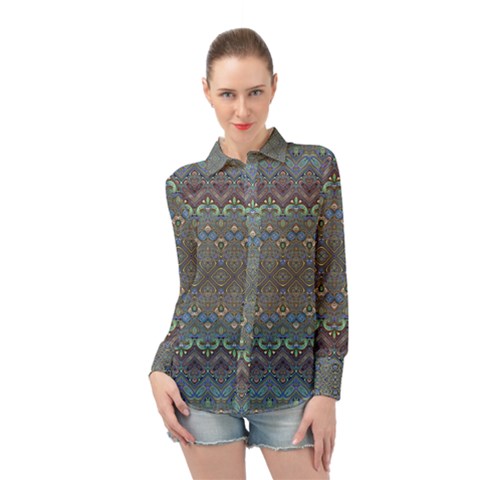 Boho Sweetheart Pattern Long Sleeve Chiffon Shirt by SpinnyChairDesigns