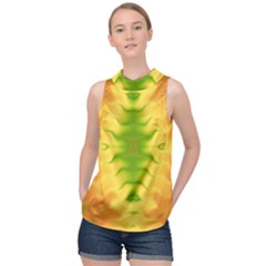 Lemon Lime Tie Dye High Neck Satin Top by SpinnyChairDesigns