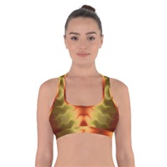 Red Gold Tie Dye Cross Back Sports Bra by SpinnyChairDesigns