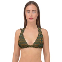 Boho Rustic Green Double Strap Halter Bikini Top by SpinnyChairDesigns