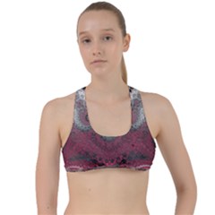 Black Pink Spirals And Swirls Criss Cross Racerback Sports Bra by SpinnyChairDesigns