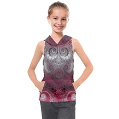 Black Pink Spirals And Swirls Kids  Sleeveless Hoodie by SpinnyChairDesigns