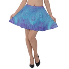 Purple Blue Swirls And Spirals Velvet Skater Skirt by SpinnyChairDesigns