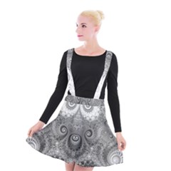 Black And White Spirals Suspender Skater Skirt by SpinnyChairDesigns