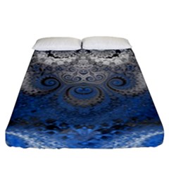 Blue Swirls And Spirals Fitted Sheet (king Size) by SpinnyChairDesigns