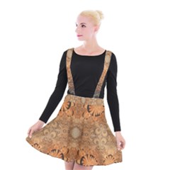 Rustic Orange Swirls Suspender Skater Skirt by SpinnyChairDesigns