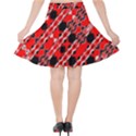 Abstract Red Black Checkered Velvet High Waist Skirt View2