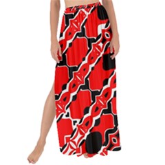 Abstract Red Black Checkered Maxi Chiffon Tie-up Sarong by SpinnyChairDesigns