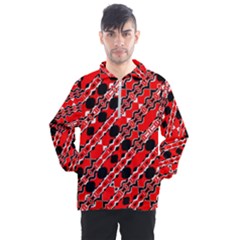 Abstract Red Black Checkered Men s Half Zip Pullover by SpinnyChairDesigns