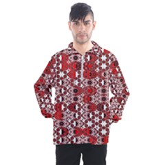 Red Black Checkered Men s Half Zip Pullover by SpinnyChairDesigns