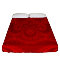 Red Spirals Fitted Sheet (queen Size) by SpinnyChairDesigns