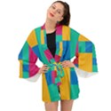 Squares  Long Sleeve Kimono View1