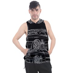 6-white-line-black-background-classic-car-original-handmade-drawing-pablo-franchi Men s Sleeveless Hoodie