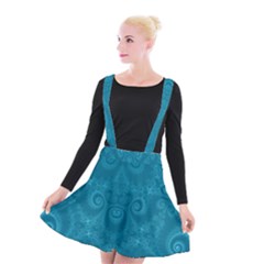 Cerulean Blue Spirals Suspender Skater Skirt by SpinnyChairDesigns