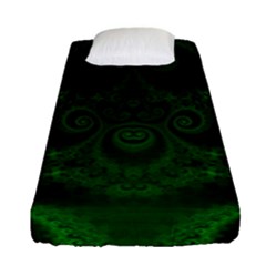 Emerald Green Spirals Fitted Sheet (single Size) by SpinnyChairDesigns