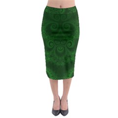 Emerald Green Spirals Midi Pencil Skirt by SpinnyChairDesigns