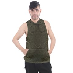 Rustic Green Brown Swirls Men s Sleeveless Hoodie by SpinnyChairDesigns