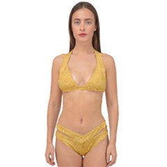 Golden Honey Swirls Double Strap Halter Bikini Set by SpinnyChairDesigns