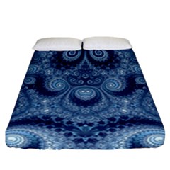 Royal Blue Swirls Fitted Sheet (california King Size) by SpinnyChairDesigns