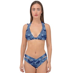 Royal Blue Swirls Double Strap Halter Bikini Set by SpinnyChairDesigns