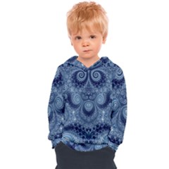 Royal Blue Swirls Kids  Overhead Hoodie by SpinnyChairDesigns