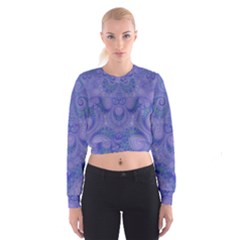 Mystic Purple Swirls Cropped Sweatshirt by SpinnyChairDesigns