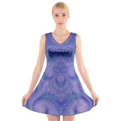 Mystic Purple Swirls V-neck Sleeveless Dress by SpinnyChairDesigns