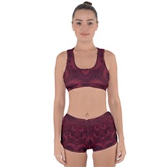 Burgundy Wine Swirls Racerback Boyleg Bikini Set by SpinnyChairDesigns