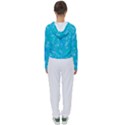 Aqua Blue Floral Print Women s Slouchy Sweat View2