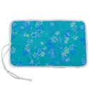 Aqua Blue Floral Print Pen Storage Case (L) View1