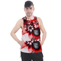 Abstract Red Black Floral Print Men s Sleeveless Hoodie