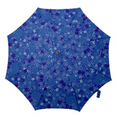 Cornflower Blue Floral Print Hook Handle Umbrellas (medium) by SpinnyChairDesigns