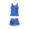 Cornflower Blue Floral Print Kids  Boyleg Swimsuit View1